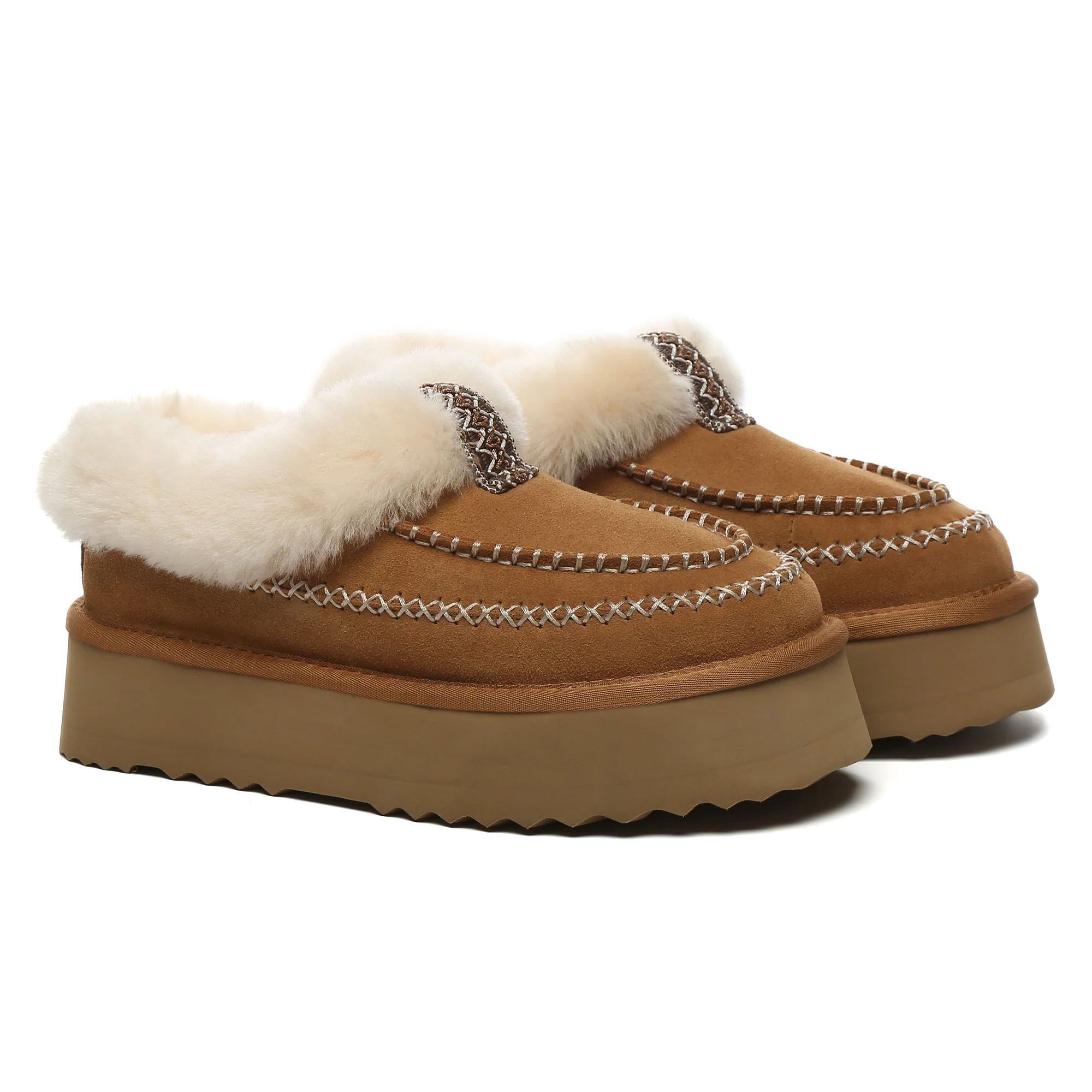 Santana Stitch UGG Ankle Platform Slippers - Image 4