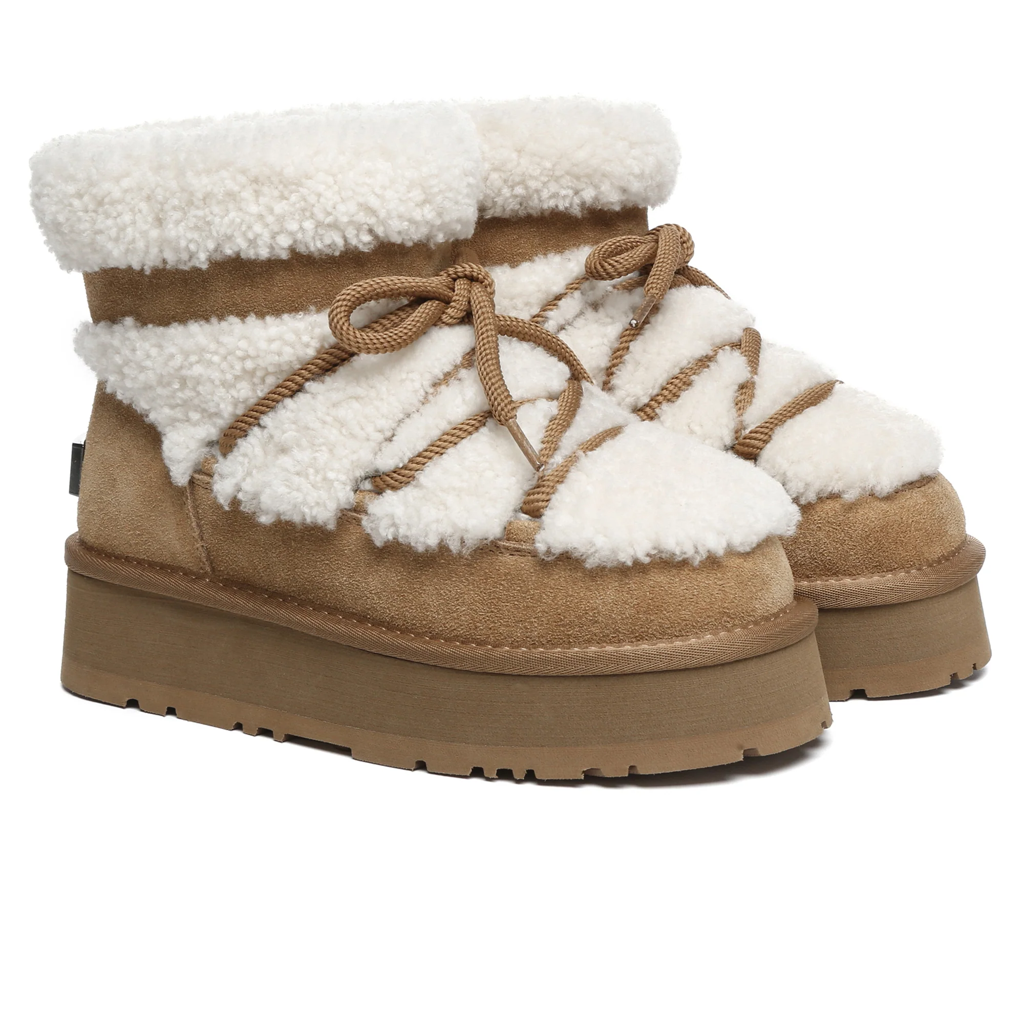 Shearling Lace UGG Platform Boots - Image 4
