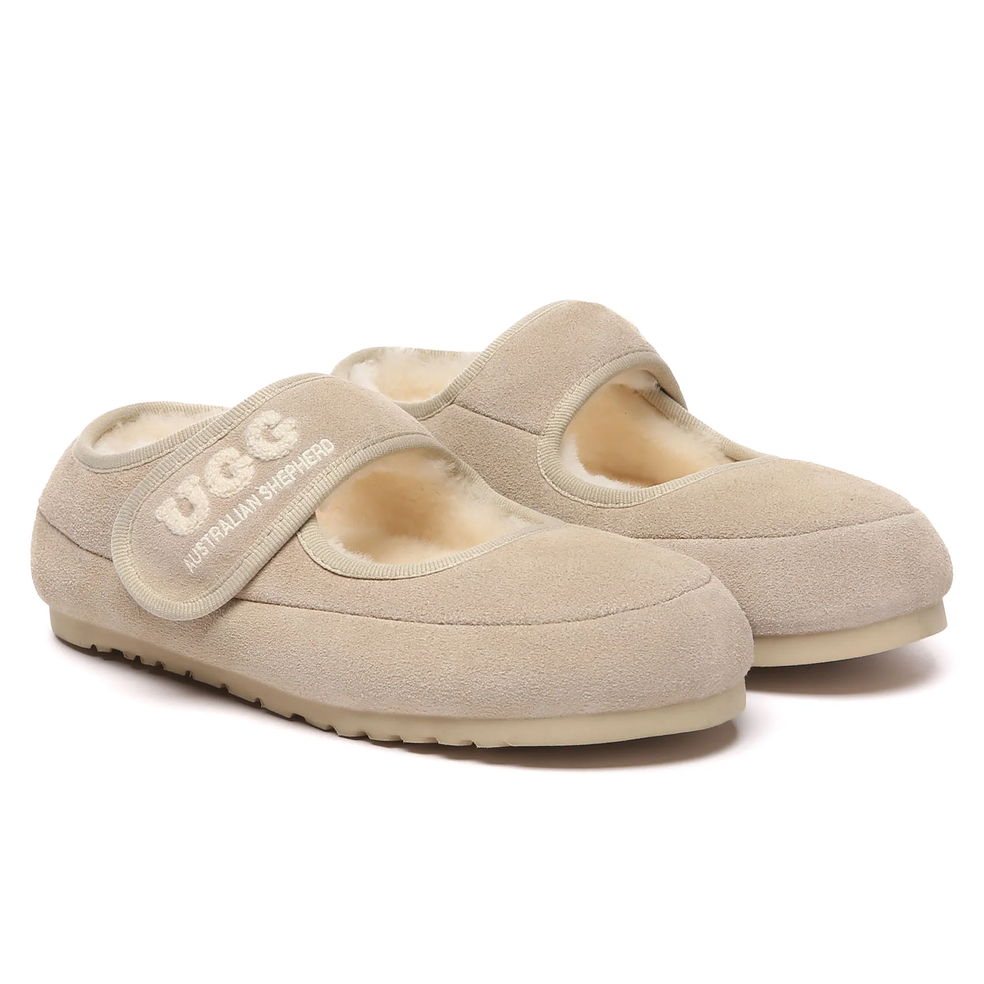 Shearling Logo Strap UGG Slippers - Image 14