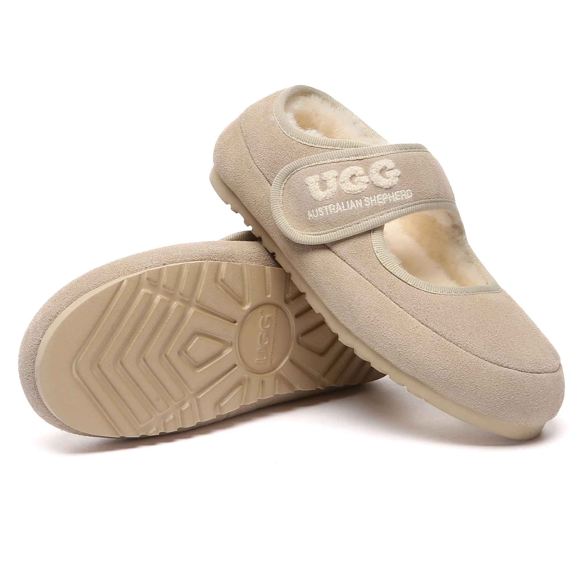 Shearling Logo Strap UGG Slippers - Image 15