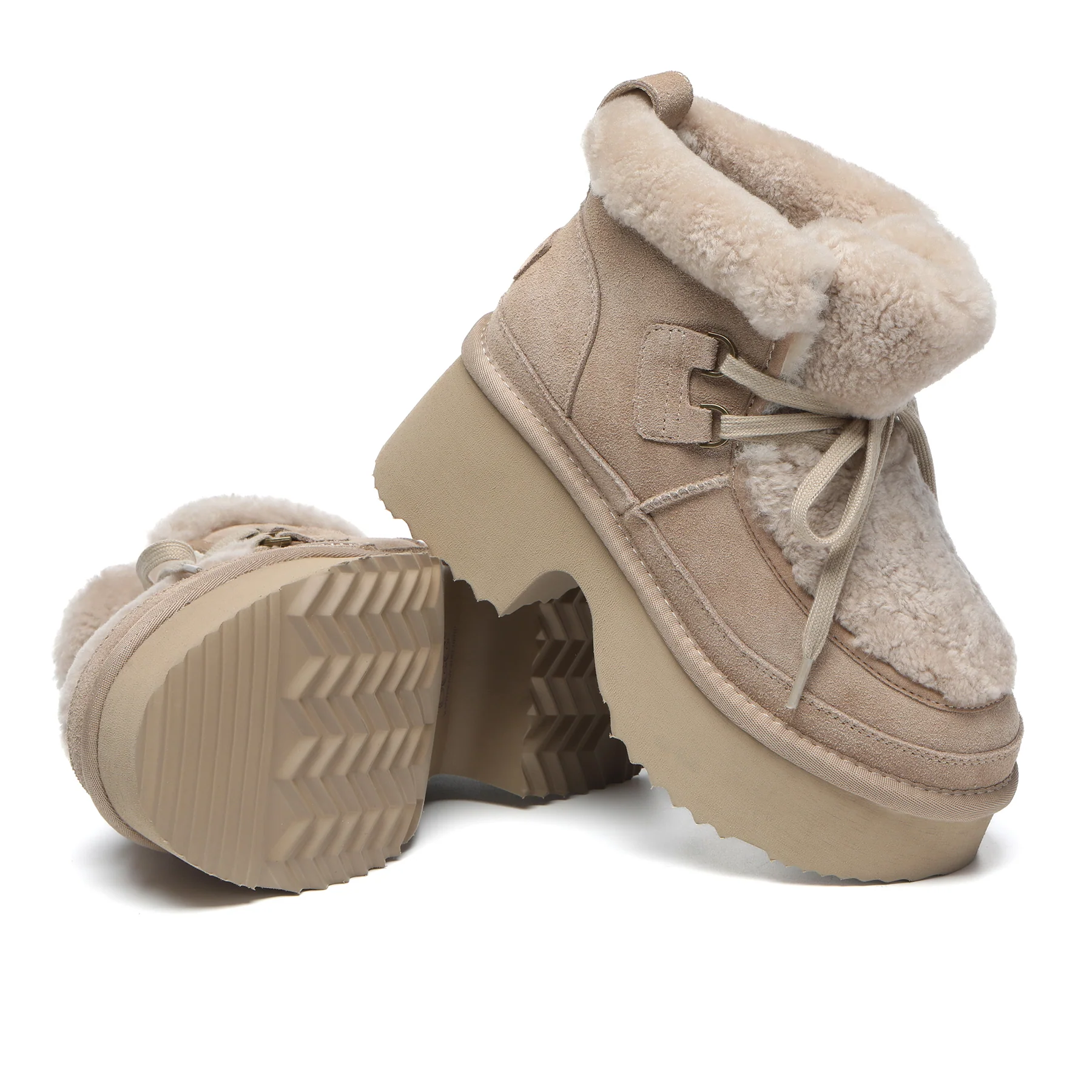 UGG Platform Lace-up Shearling Upper Boots - Image 12