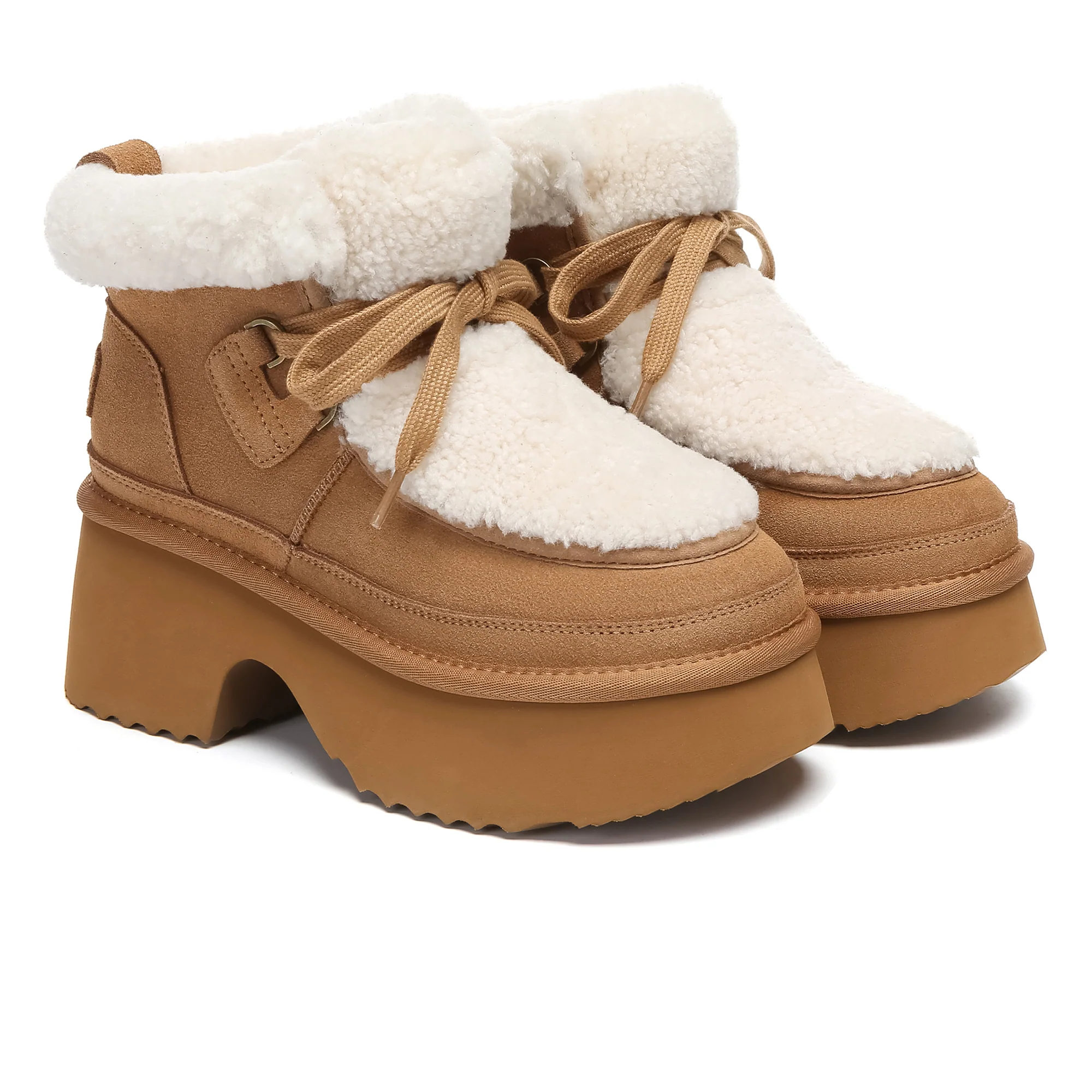 UGG Platform Lace-up Shearling Upper Boots - Image 4
