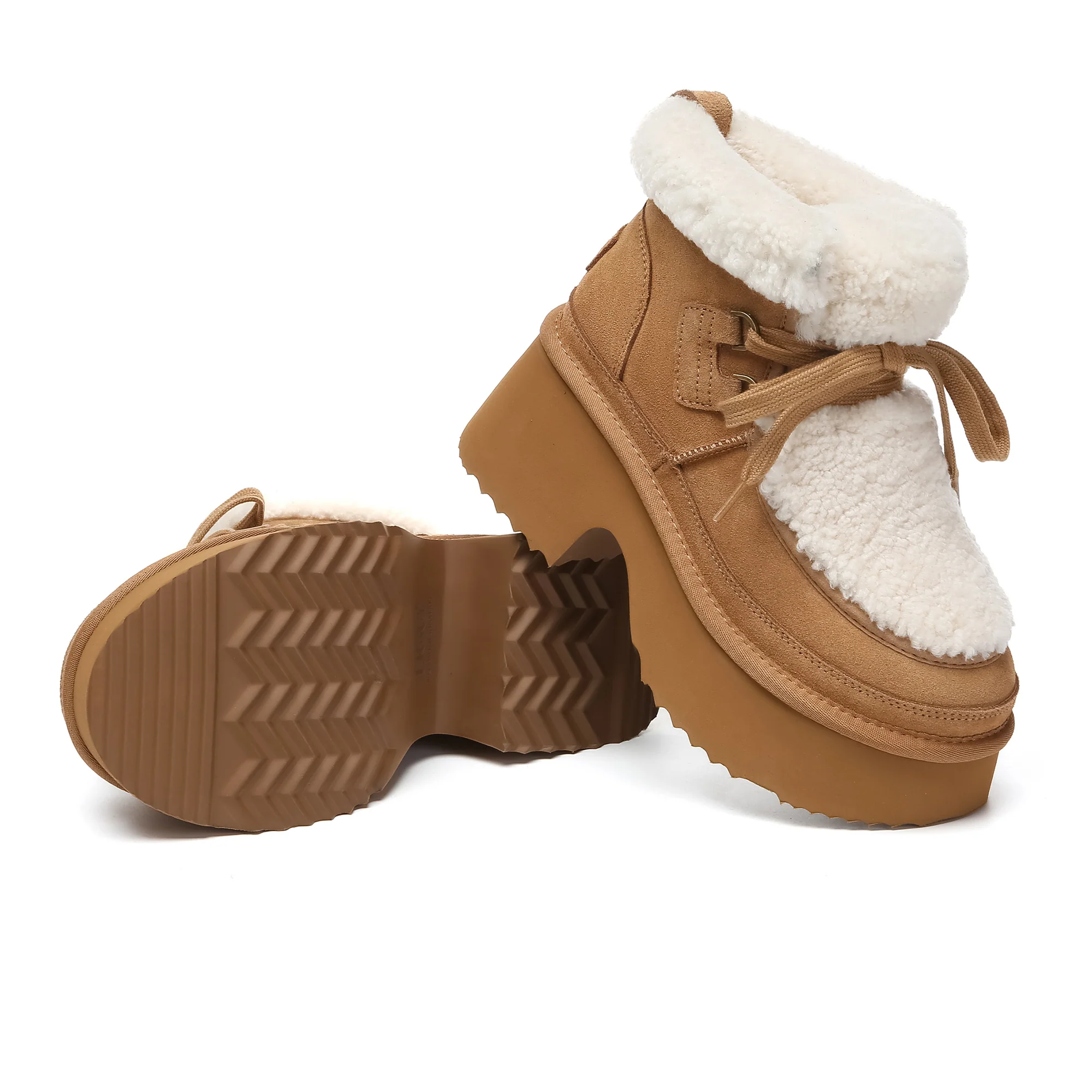 UGG Platform Lace-up Shearling Upper Boots - Image 5