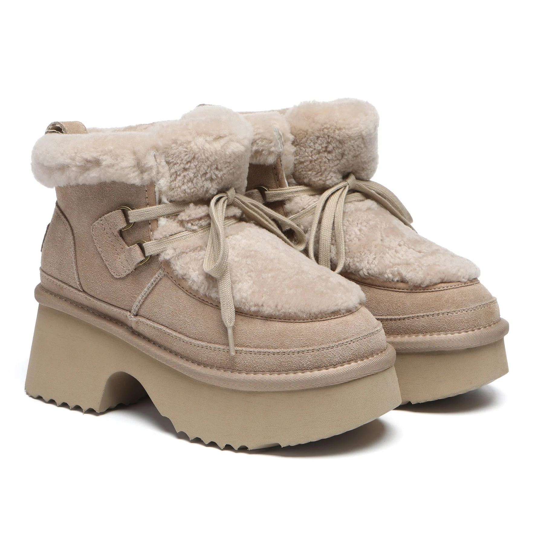 UGG Platform Lace-up Shearling Upper Boots - Image 9