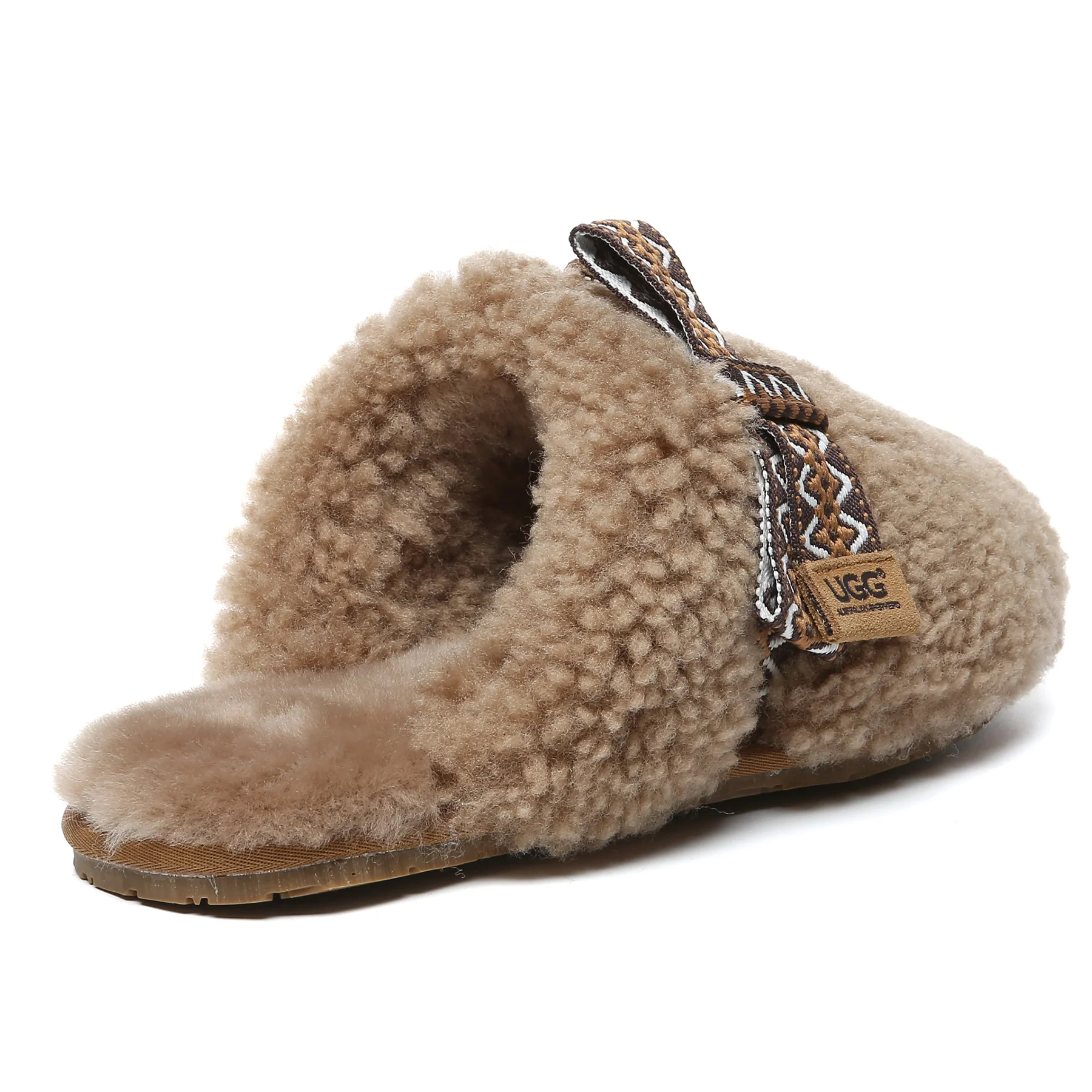 Wool Bow Stitch UGG Slippers - Image 9