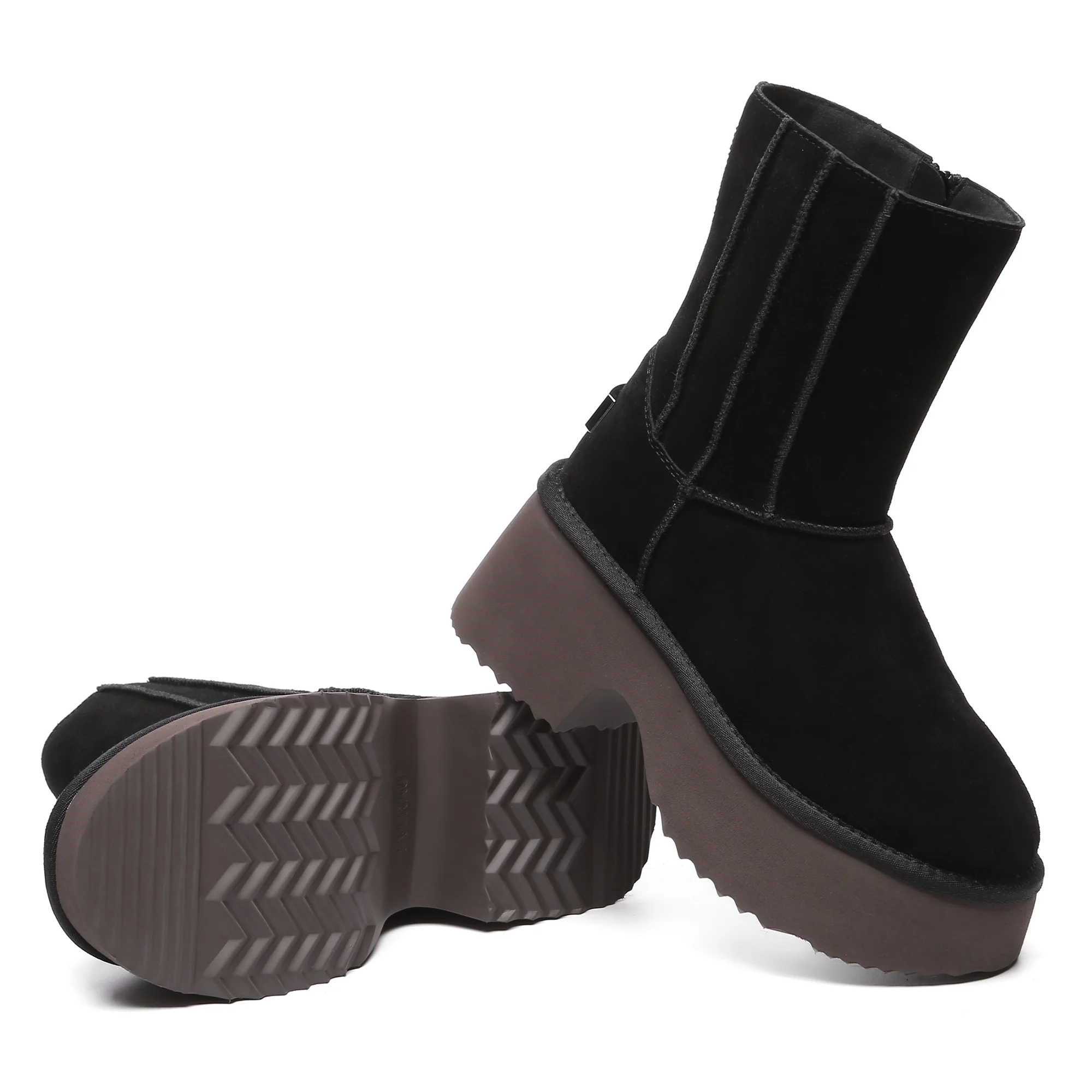 Yana Zippers Heel Short Platform Boots - Image 10