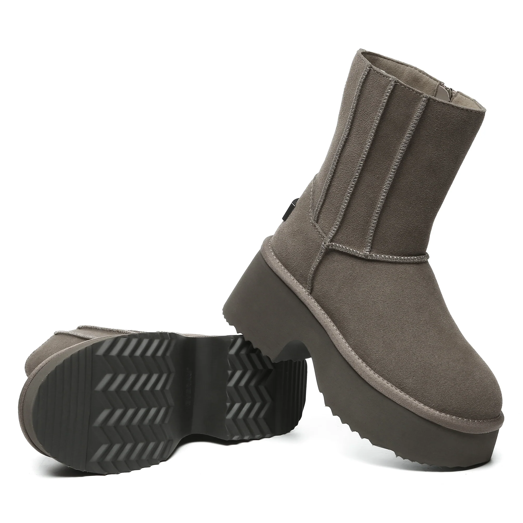 Yana Zippers Heel Short Platform Boots - Image 15