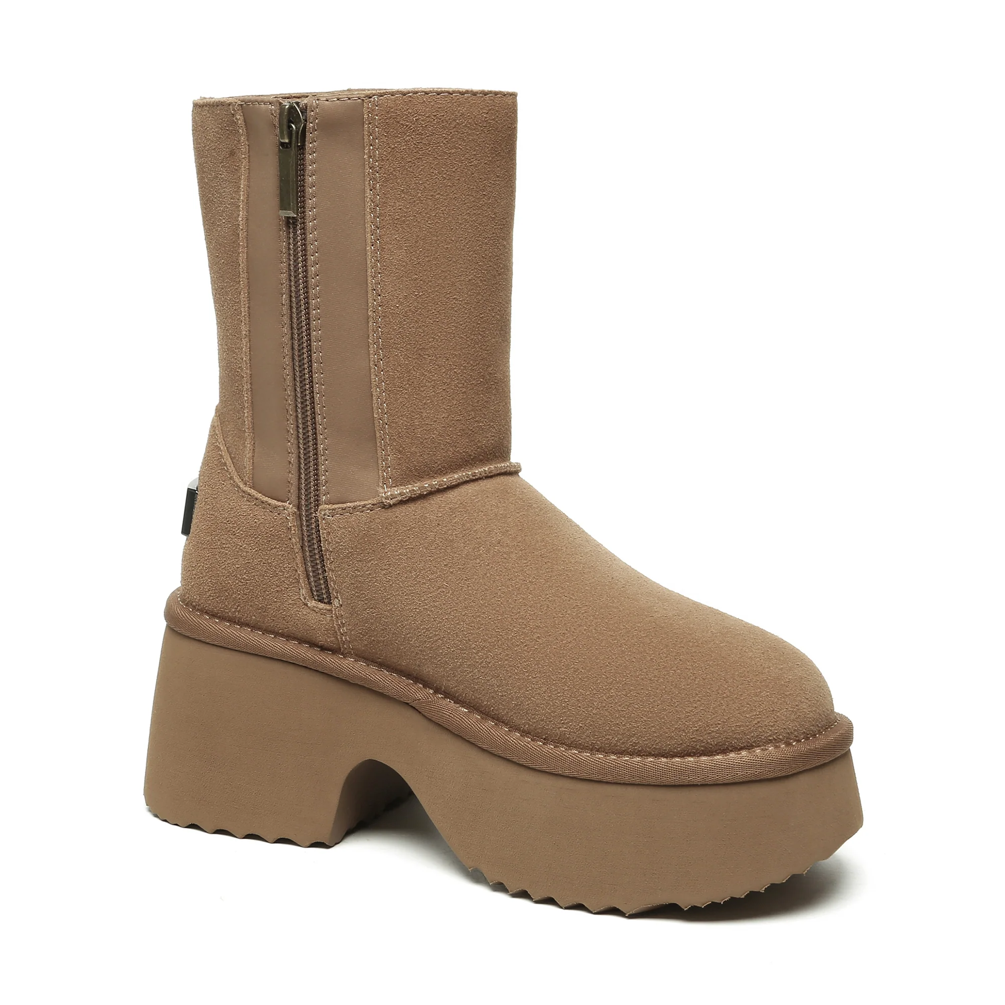 Yana Zippers Heel Short Platform Boots - Image 3