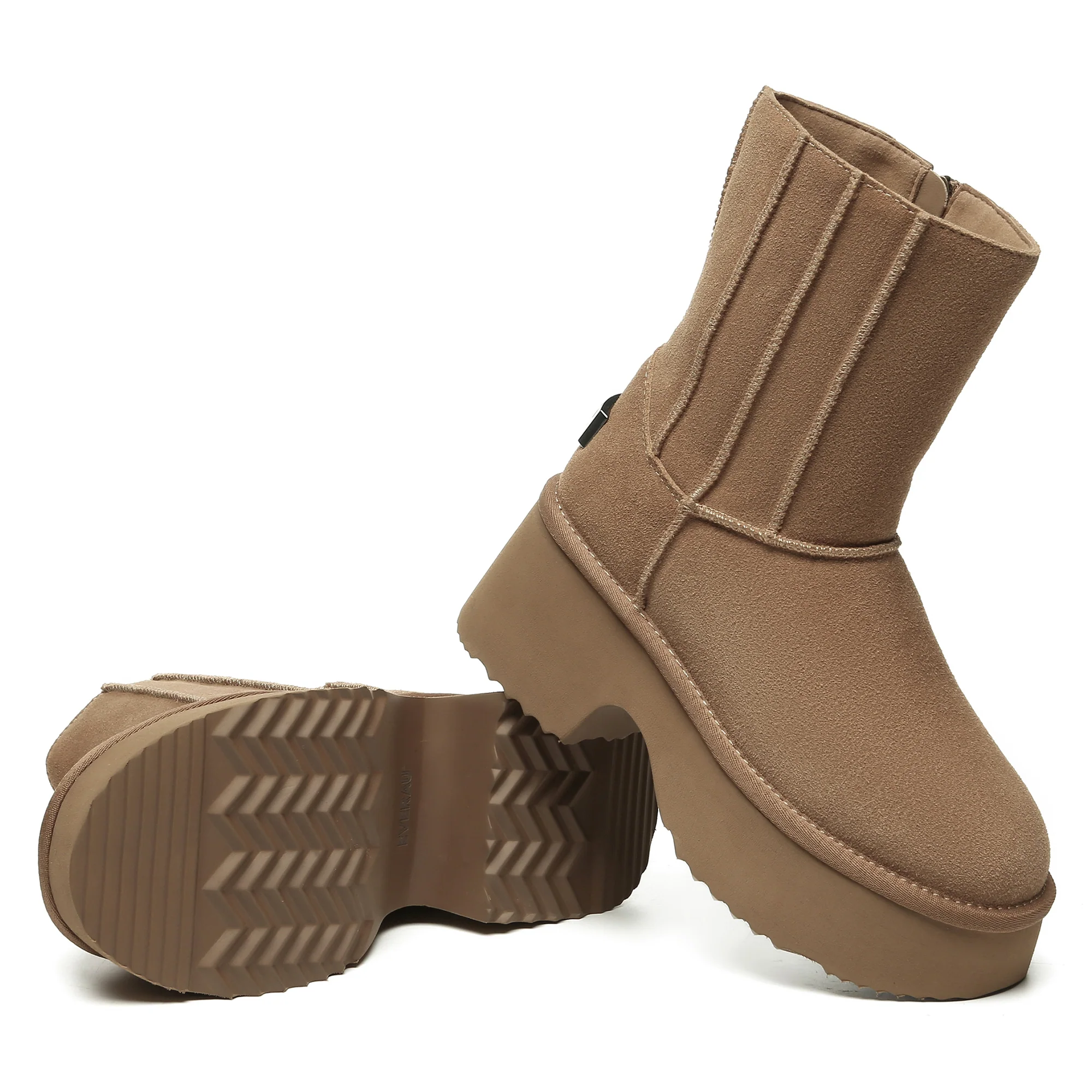 Yana Zippers Heel Short Platform Boots - Image 5
