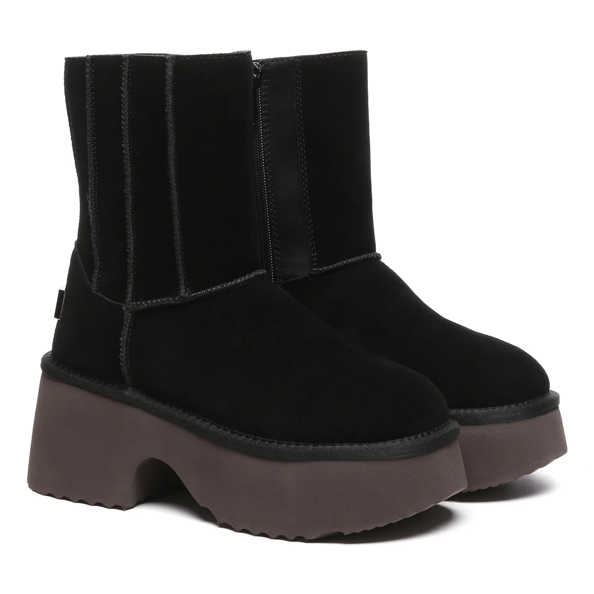 Yana Zippers Heel Short Platform Boots - Image 9